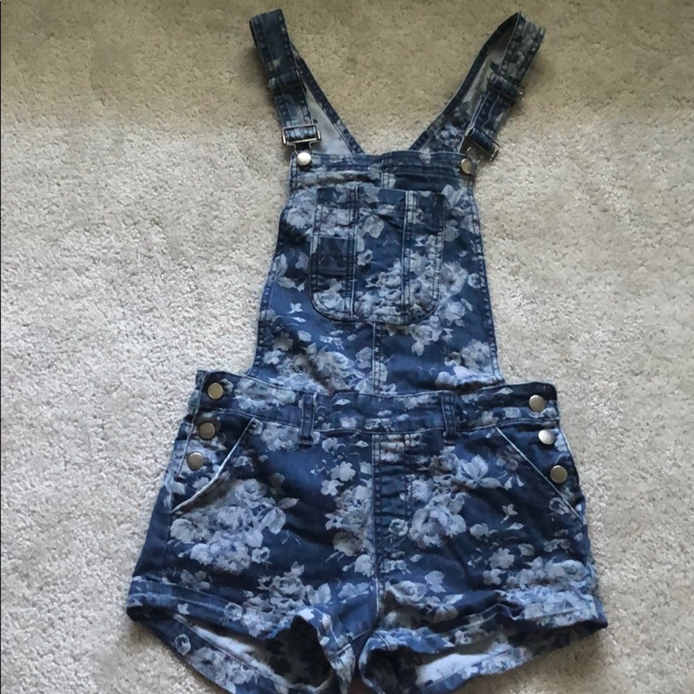 Flower jean overalls